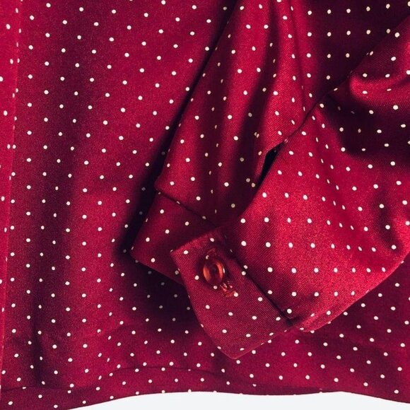 Vintage Copy Cats Womens Polka Dot Blouse Size Medium Detachable Jabot Red White - Picture 8 of 10